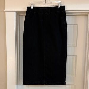 Nuggles Classic Black Elastic Waist Midi Skirt Sz Medium